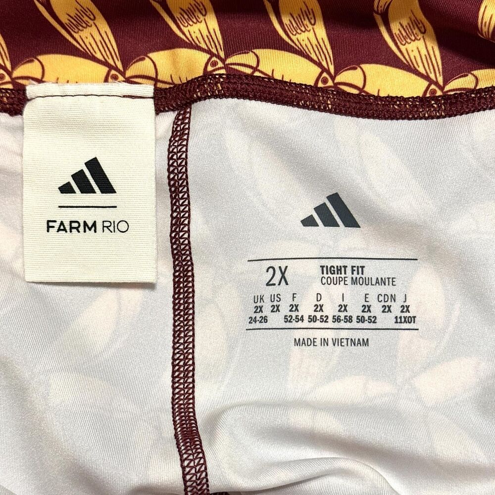 Adidas FARM RIO Leggings Women 2X Red Yellow High Rise Moisture-Wicking - Picture 8 of 12